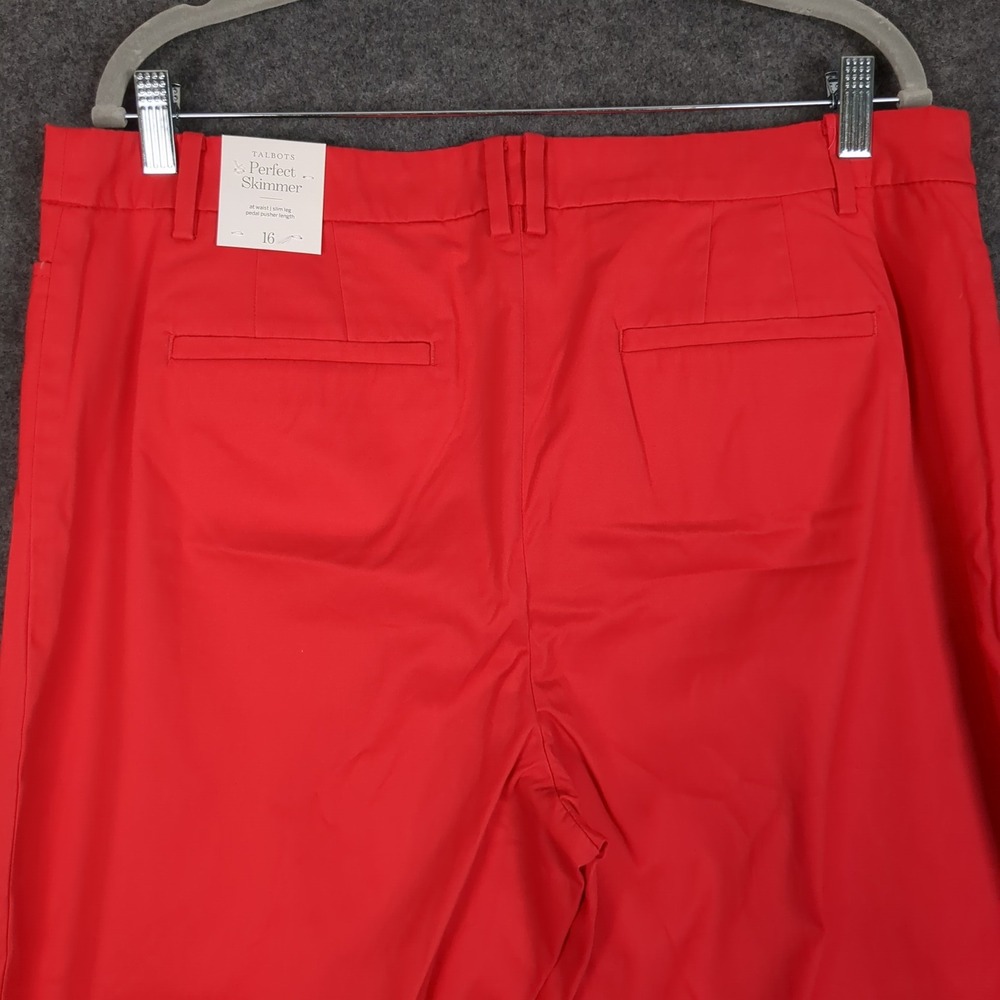 Talbots Perfect Skimmer Pants Womens 16 Red Cropped Capri Button Cuff NEW‎ - Picture 8 of 16